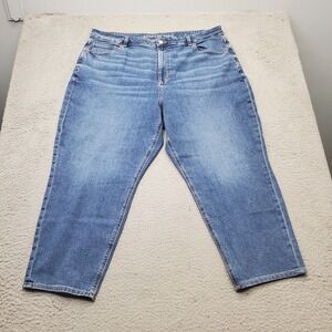 American Eagle Outfitters Cropped Jeans Womens 20S Blue Denim Stretch Loose‎ Fit